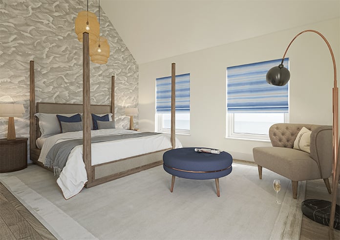 Ombre Velvet, Sky - Motorised Roman Blind - Image 6